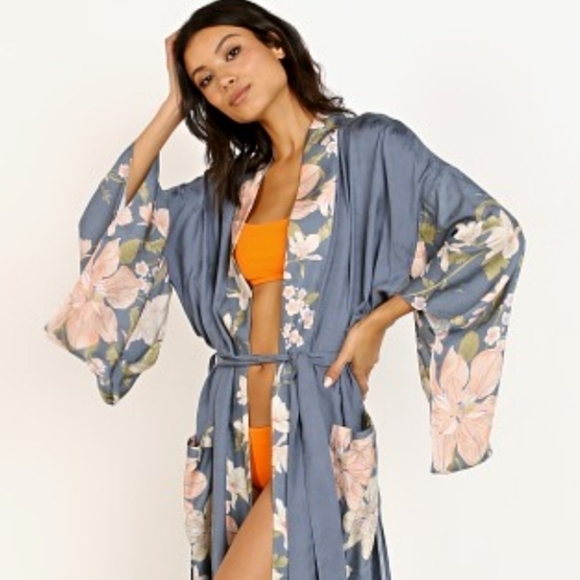 🌸nwot🌸 Vintage Inspired Boho Gypsy Floral Peacock Waterfall Spell Kimo - Picture 16 of 17